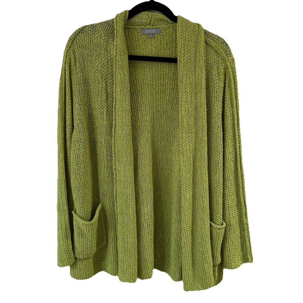 Habitat Step Into Spring Stroll Cardigan Womens‎ Medium Green Knit Long Sleeve